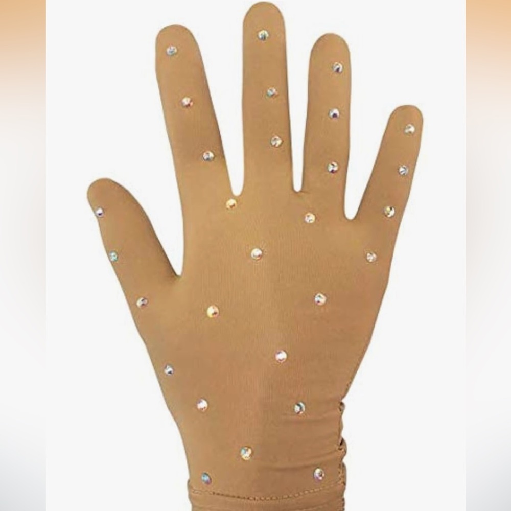 Chloe Noel Figure Skating Gloves with AB Crystal Design
